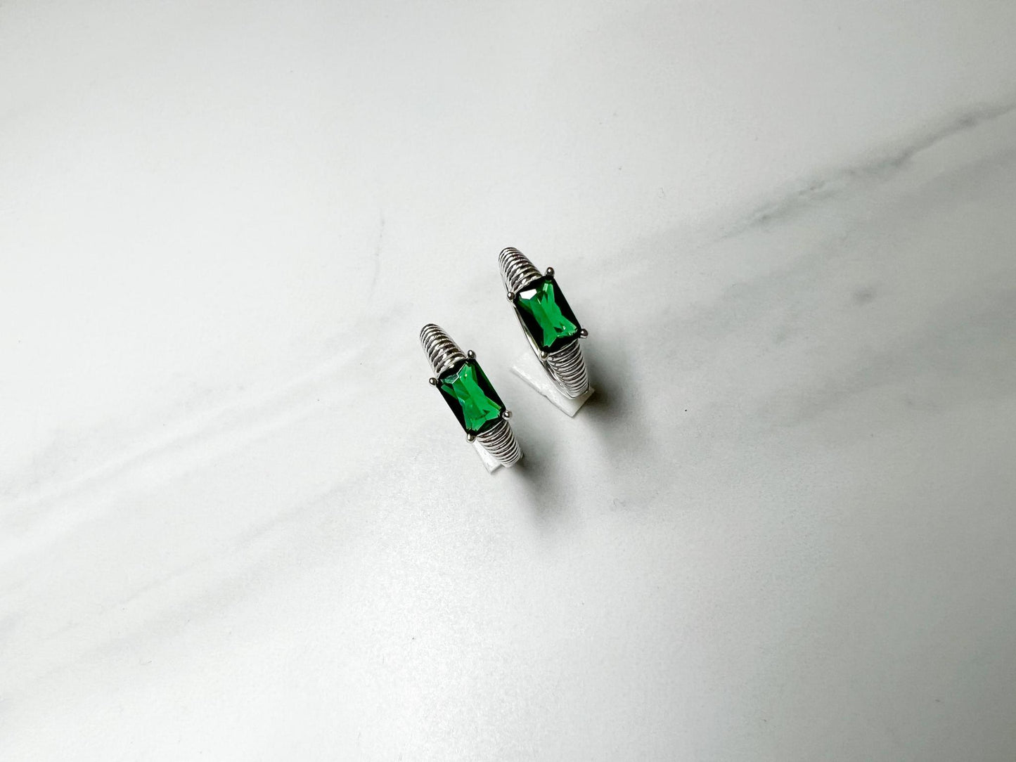 Emerald Silver Earring