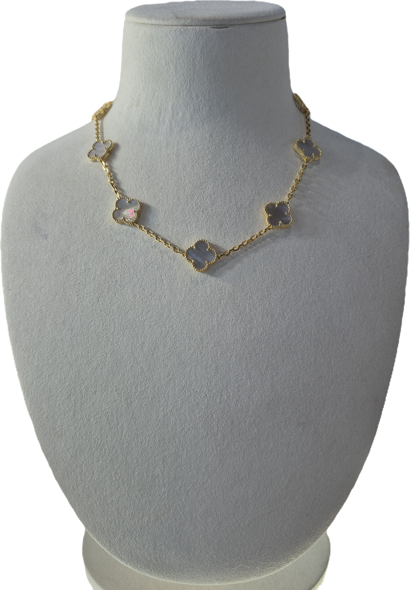 10 Clover Gold Mother of Pearl Necklace