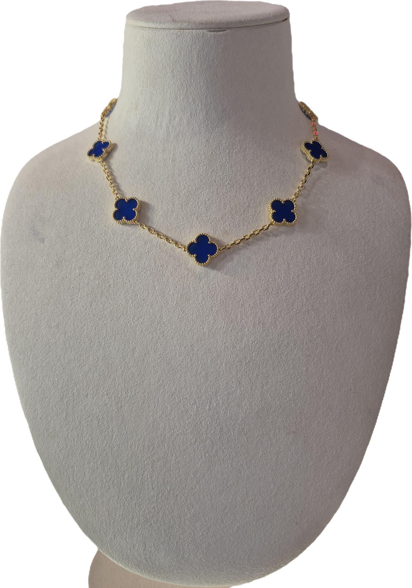 10 Clover Gold Blue Necklace