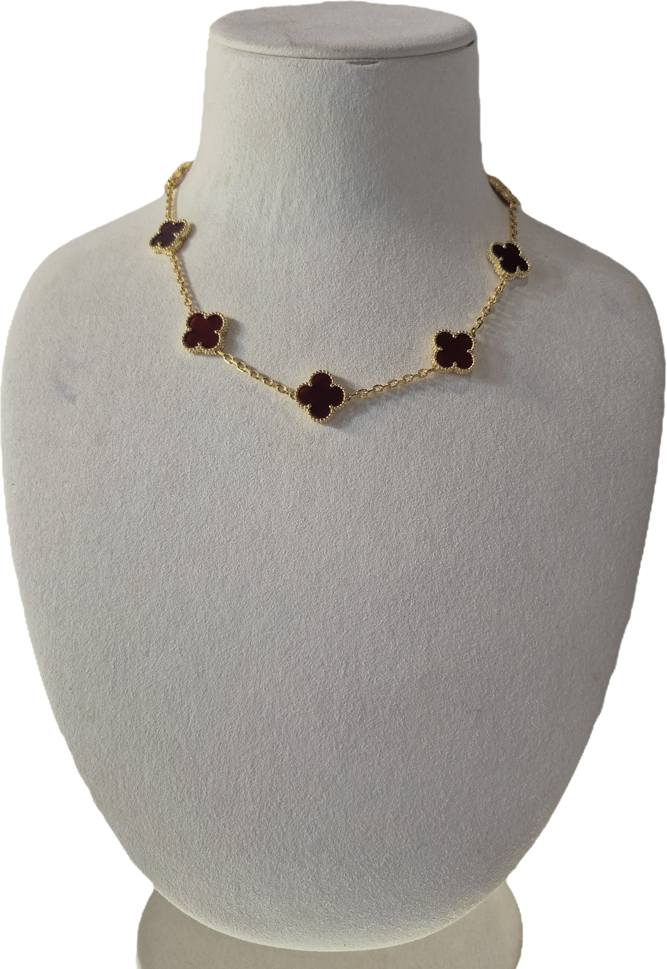 5 Clover Gold Red Necklace