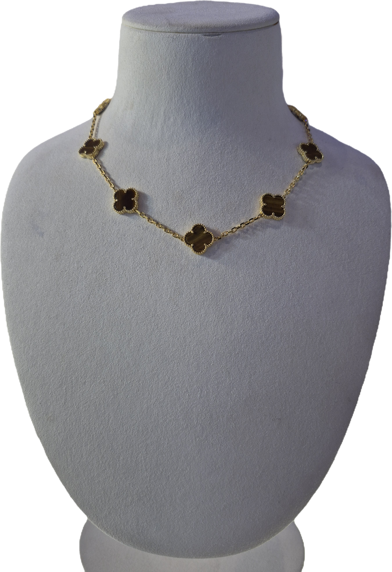10 Clover Gold Brown Necklace