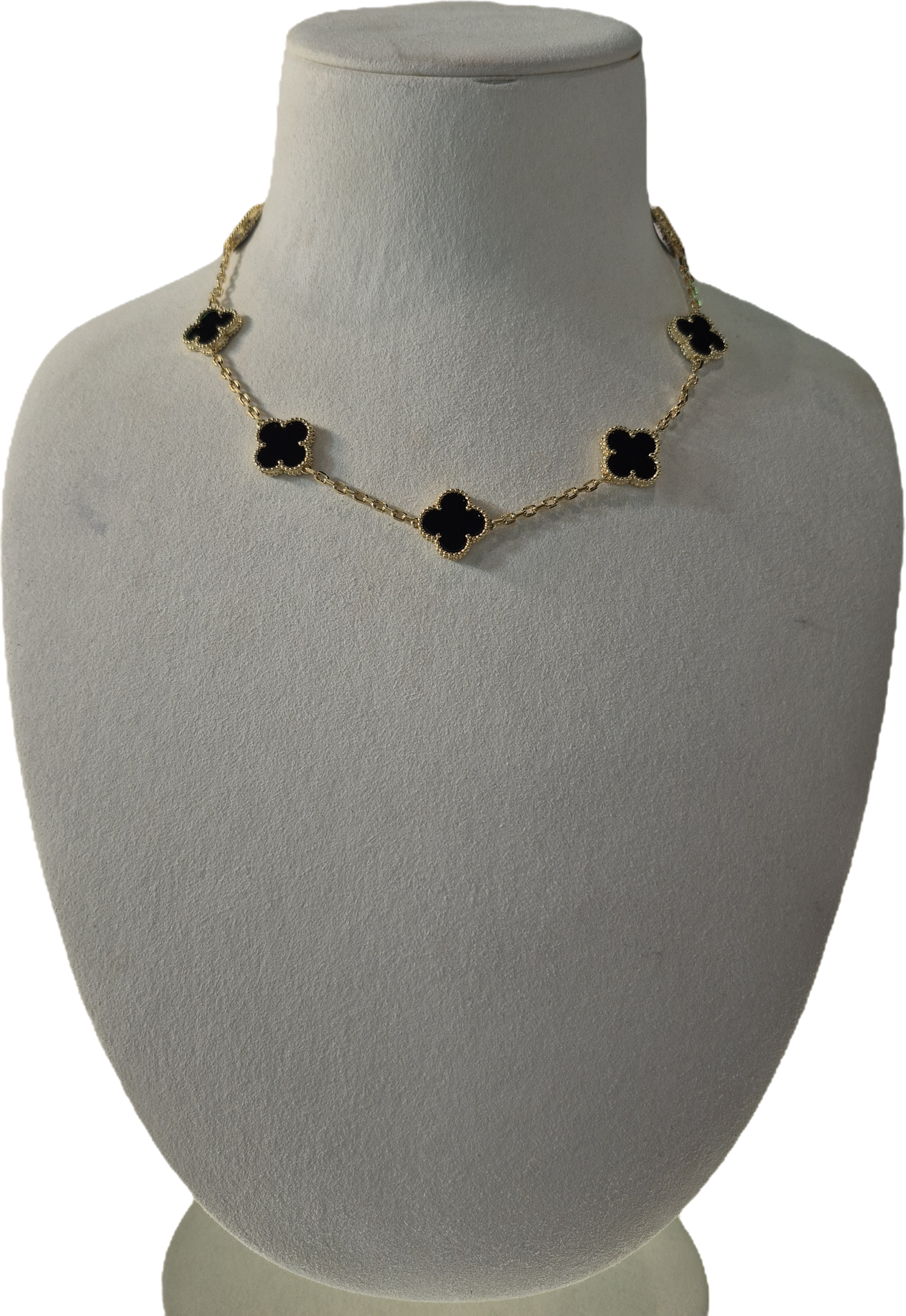 10 Clover Gold Black Necklace