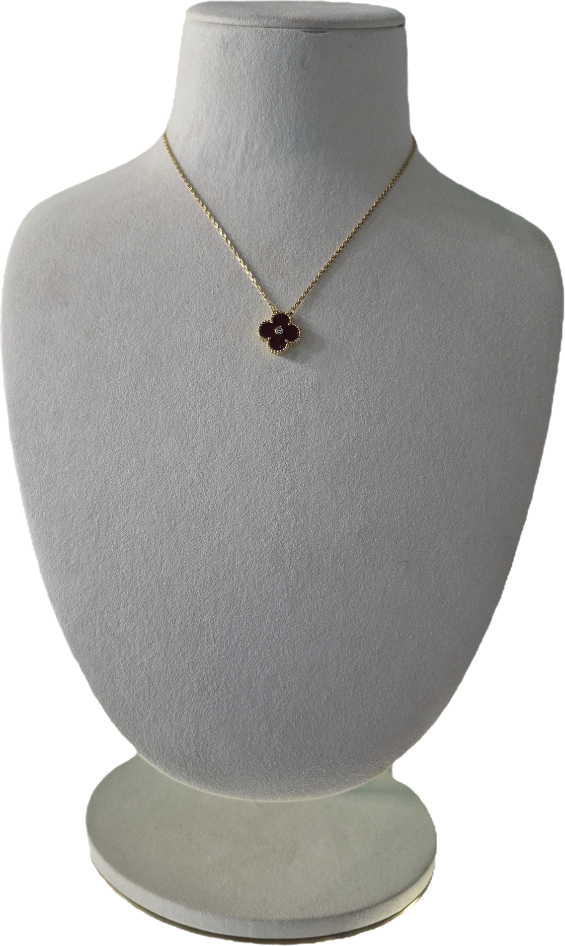 1 Clover Gold With Stone Red Blue Necklace
