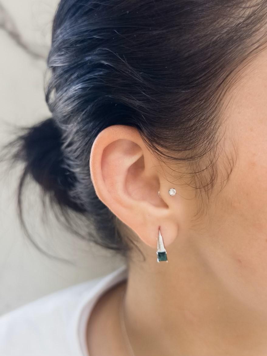 Emerald Silver Earring