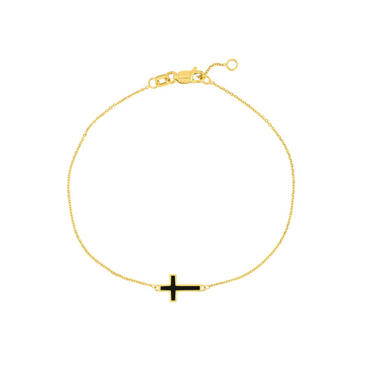 Black Single Cross Bracelet