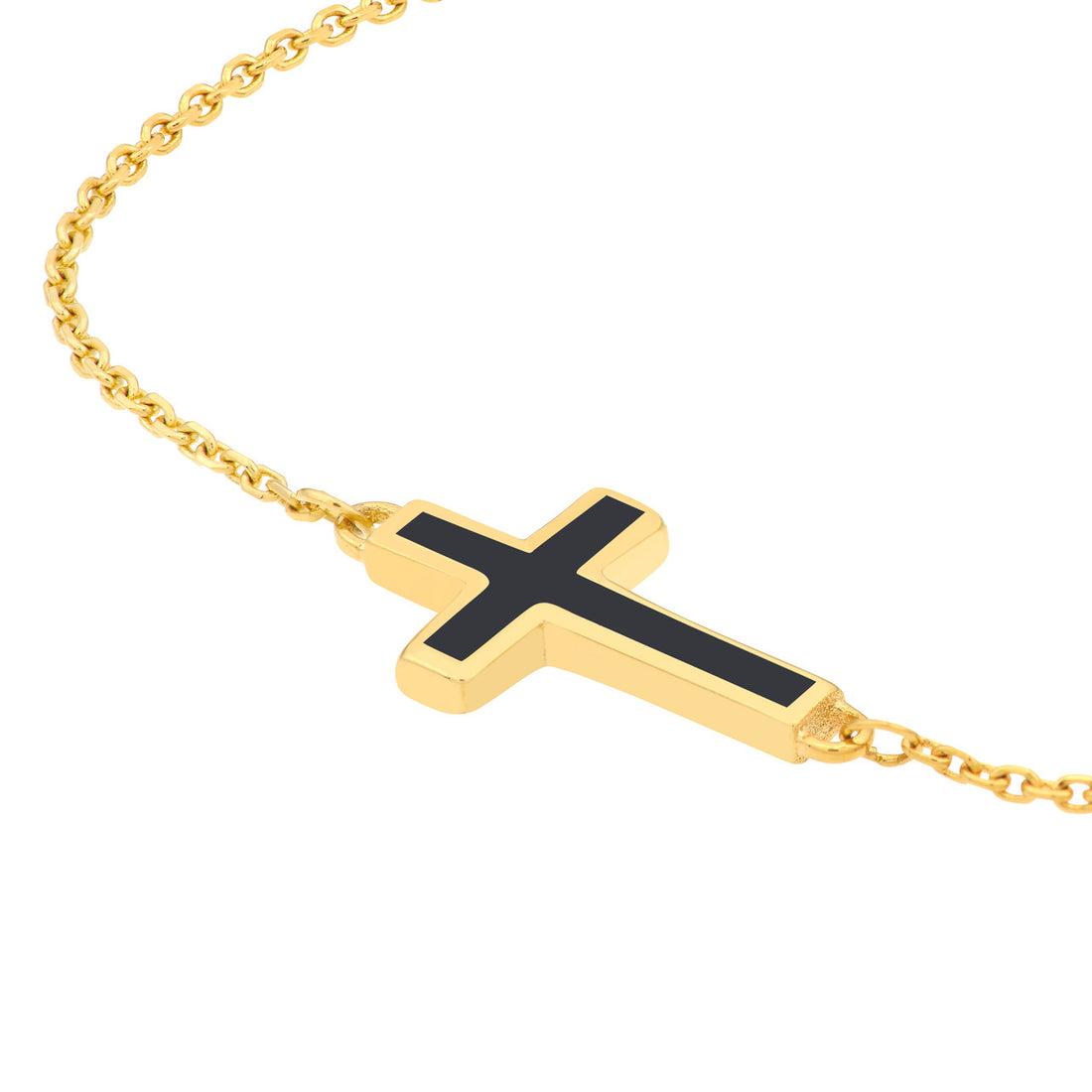 Black Single Cross Bracelet