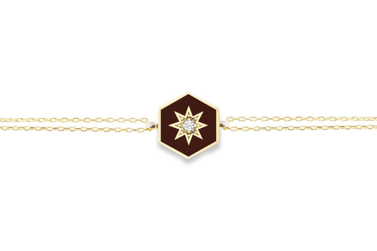 Burgundy Enamelled Hexagonal Bracelet