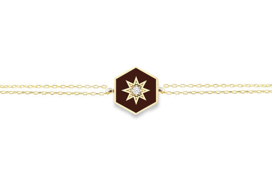 Burgundy Enamelled Hexagonal Bracelet