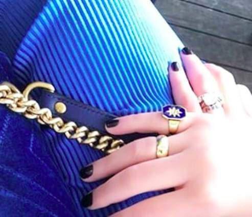 Navy Blue Eneamel Octagonal Ring