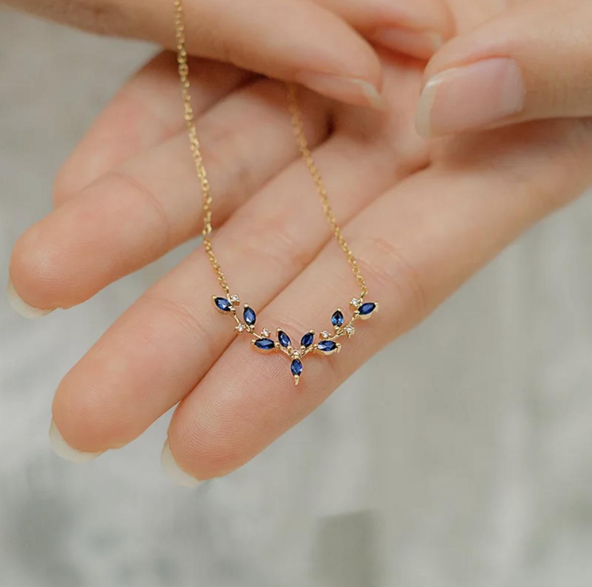 Blue Leaf Necklace