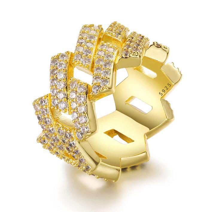 Gold Miami Link Iced Ring