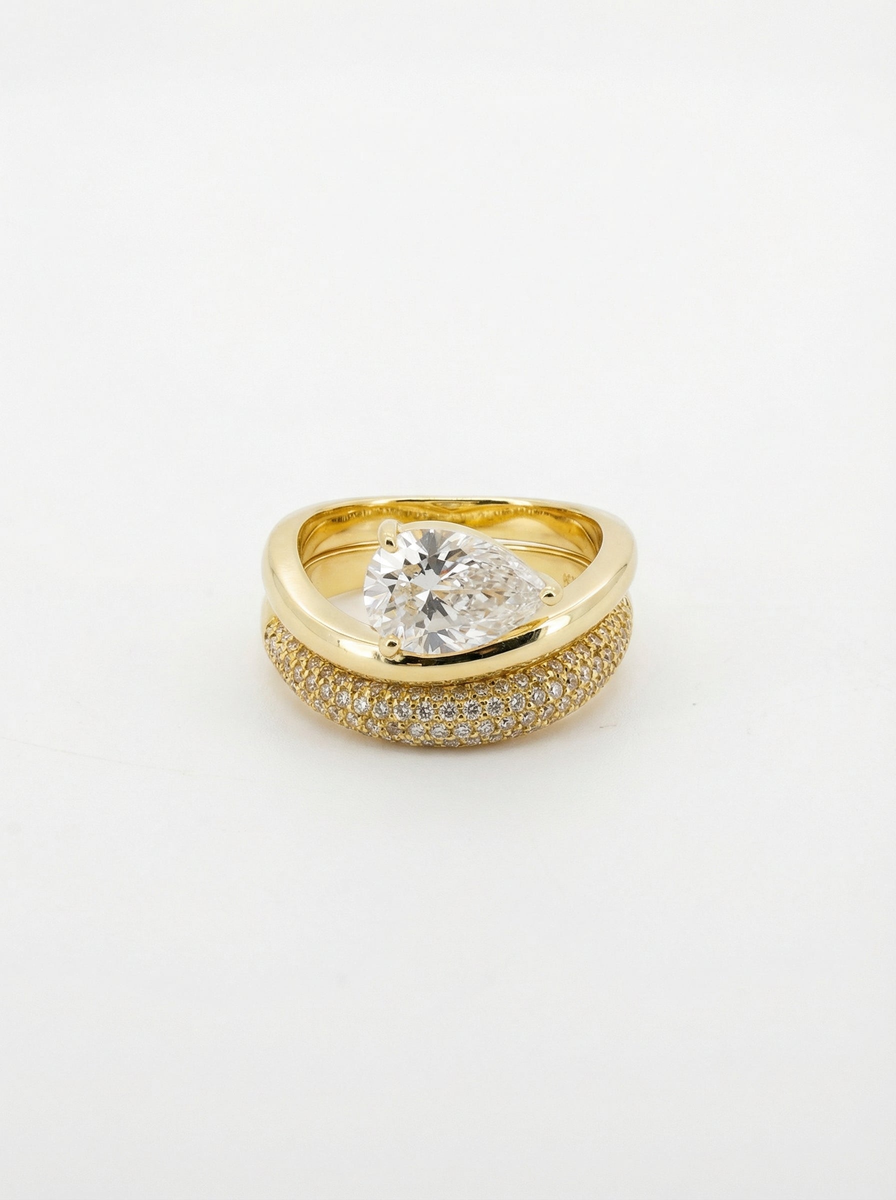 Layered Teardrop Stone Ring