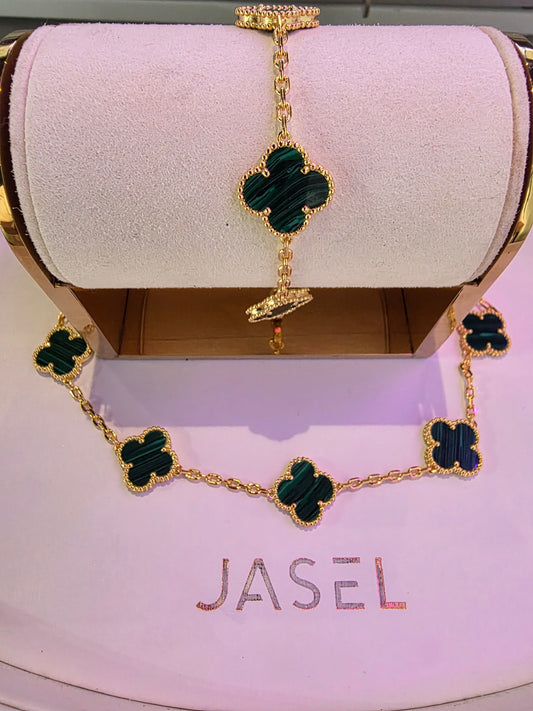 5 Clover Gold Green Bracelet