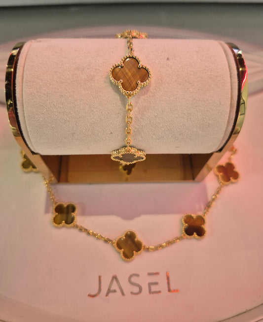 5 Clover Gold Brown Bracelet
