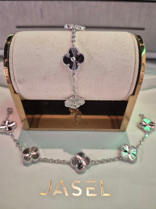 5 Clover Silver Bracelet