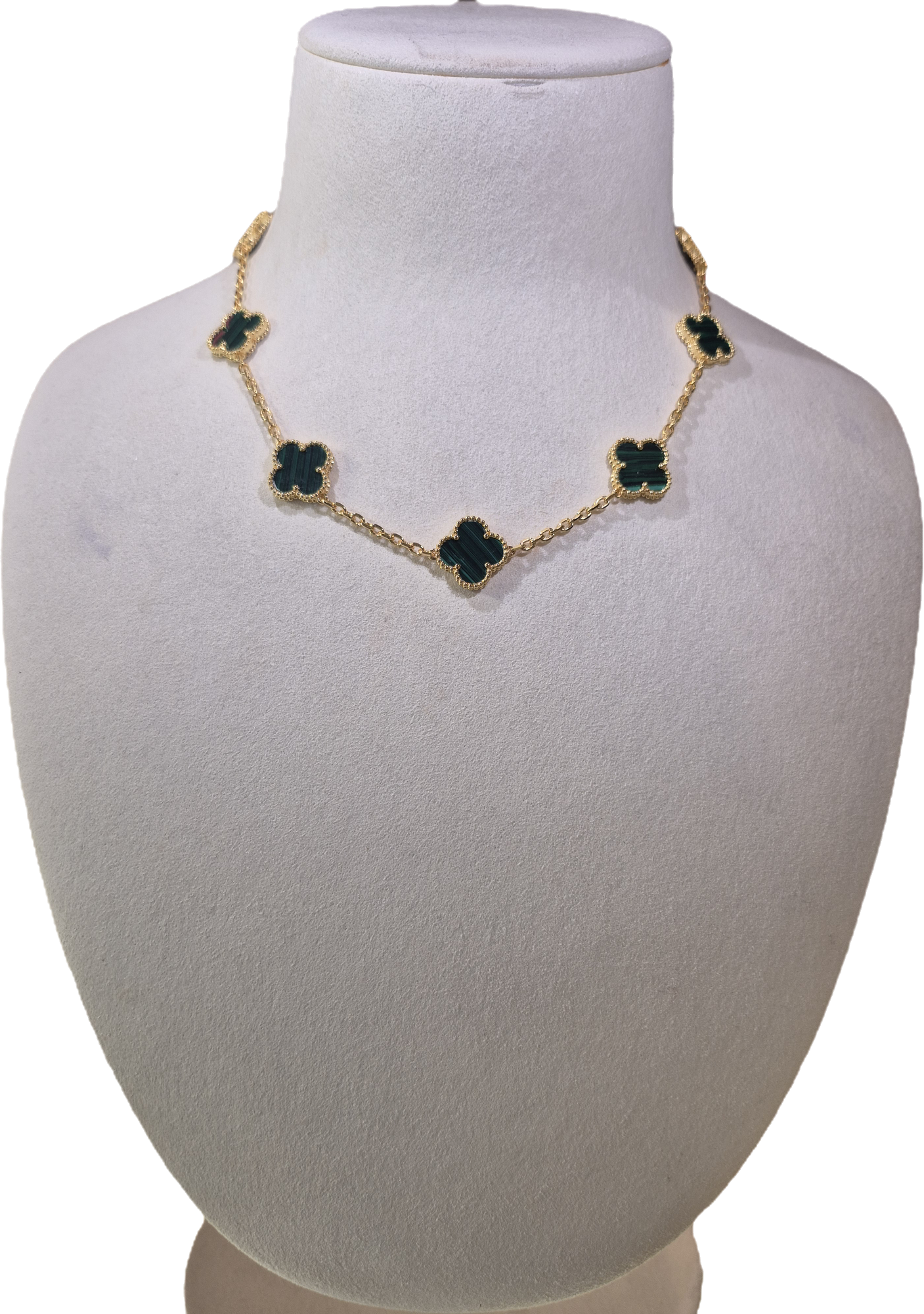 10 Clover Gold Green Necklace