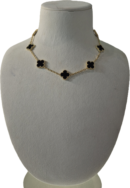 10 Clover Gold Black Necklace