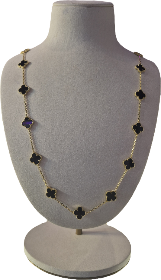 20 Clover Gold Black Necklace