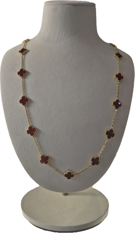 20 Clover Gold Red Necklace