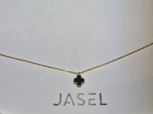 1 Clover Gold Small Green Necklace