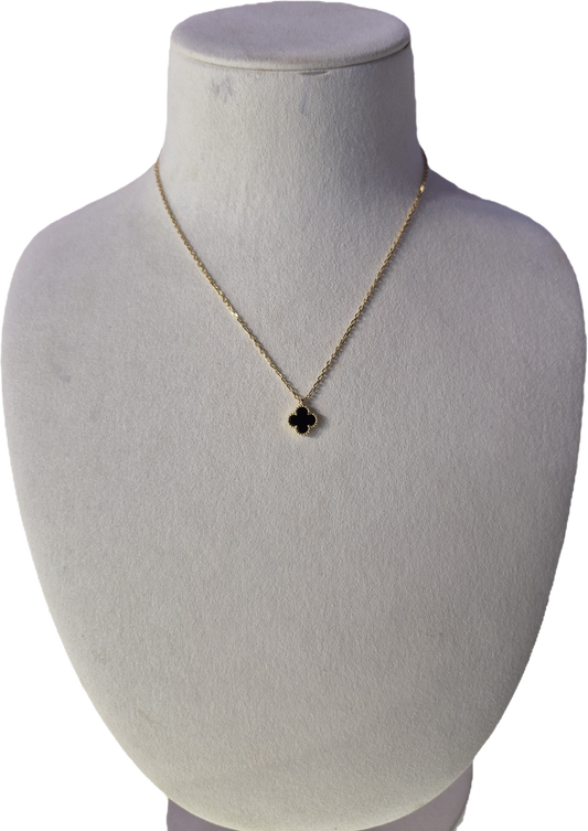 1 Clover Gold Small Black Necklace