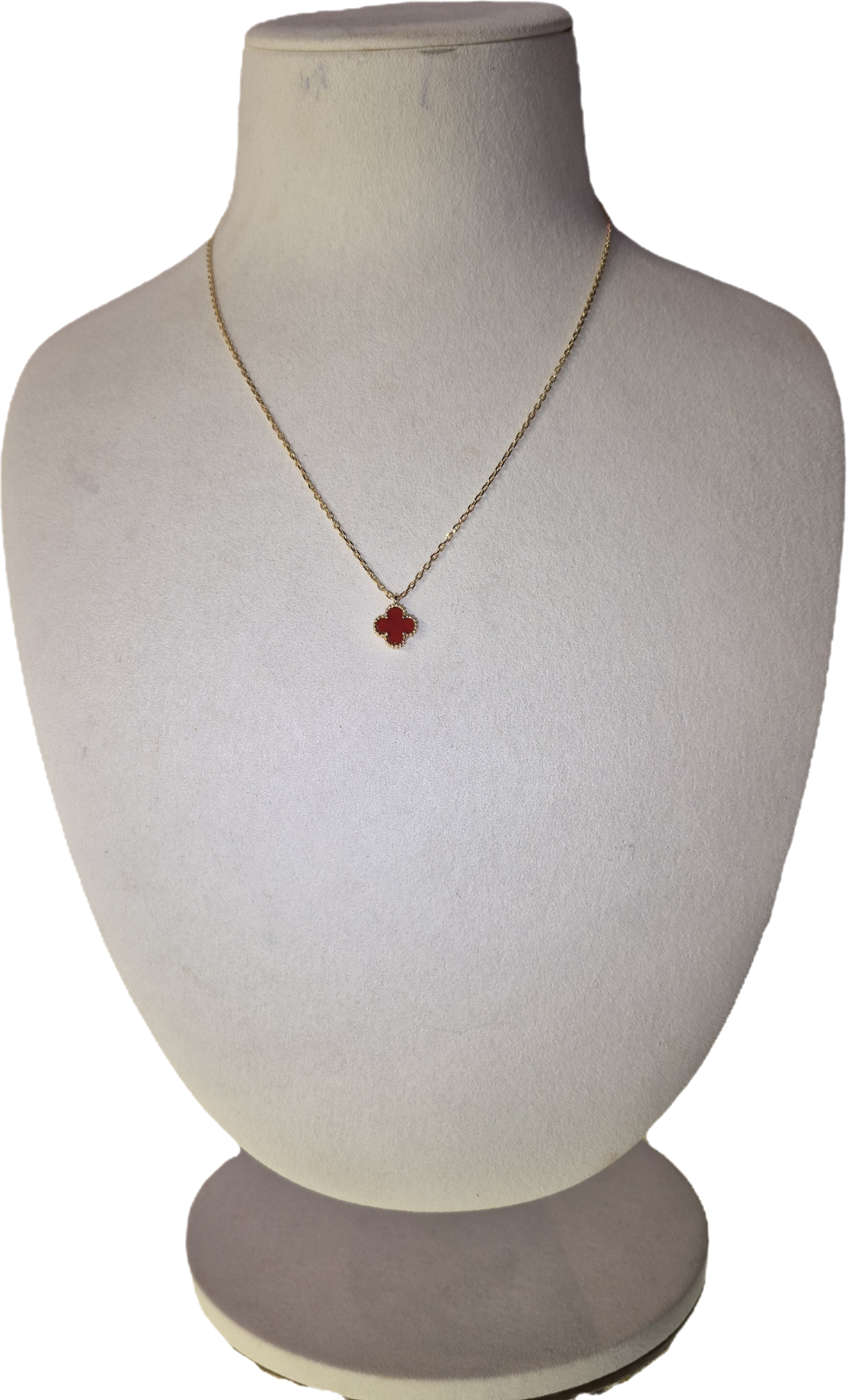 1 Clover Gold Small Red Necklace
