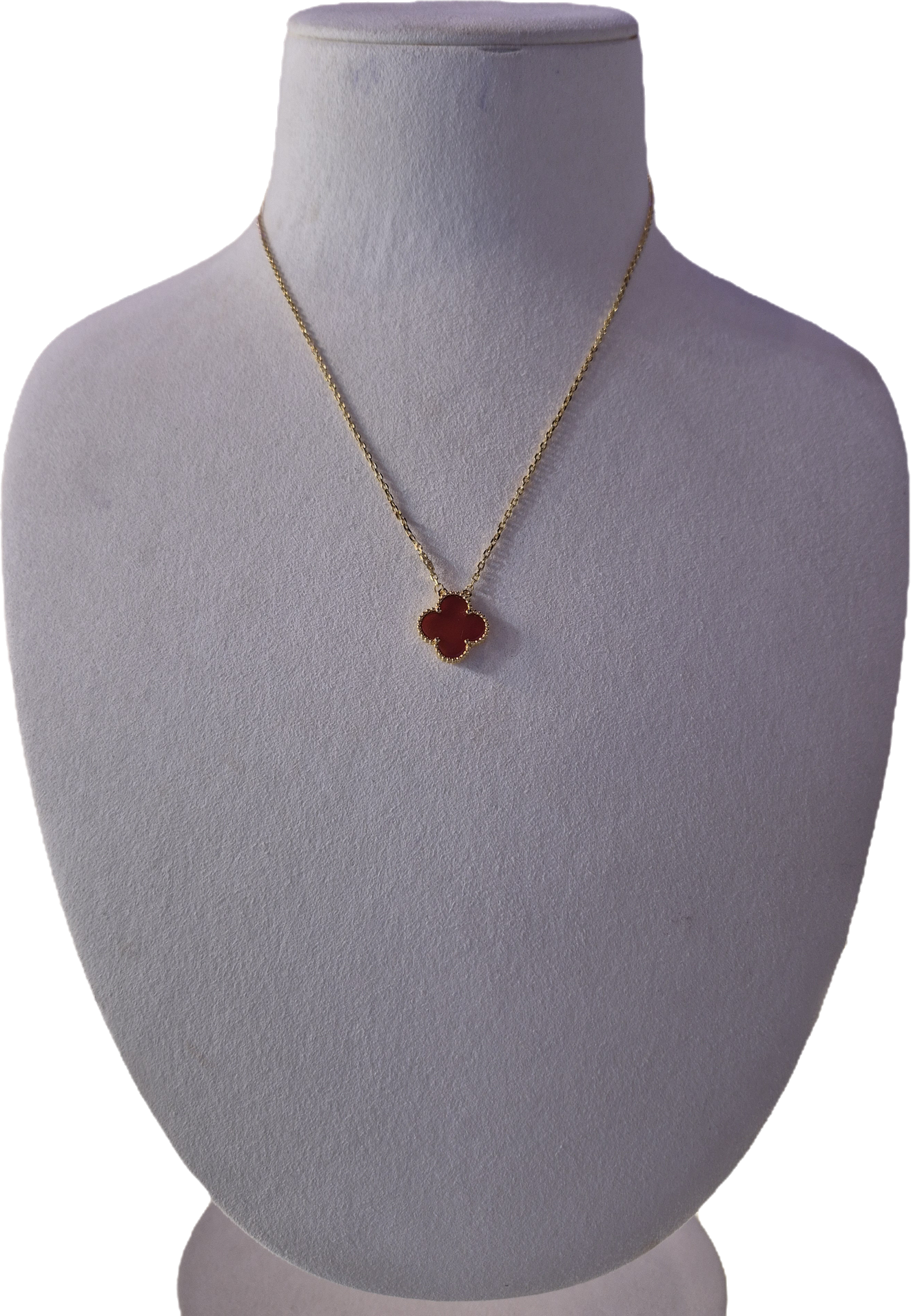 1 Clover Gold Red Necklace