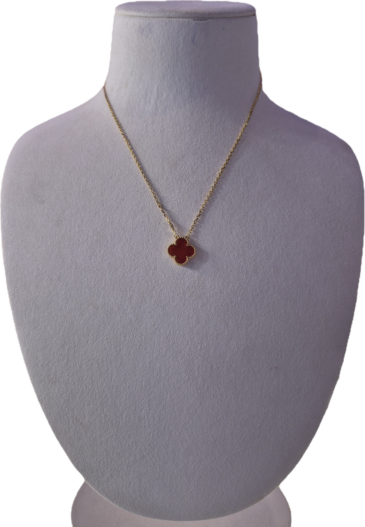 1 Clover Gold Red Necklace