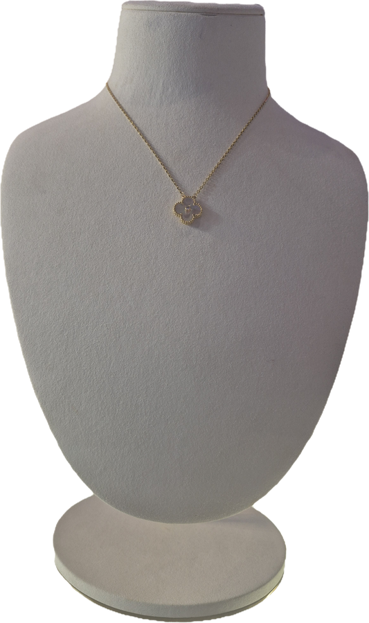 1 Clover Gold With Stone Mother of Pearl Necklace