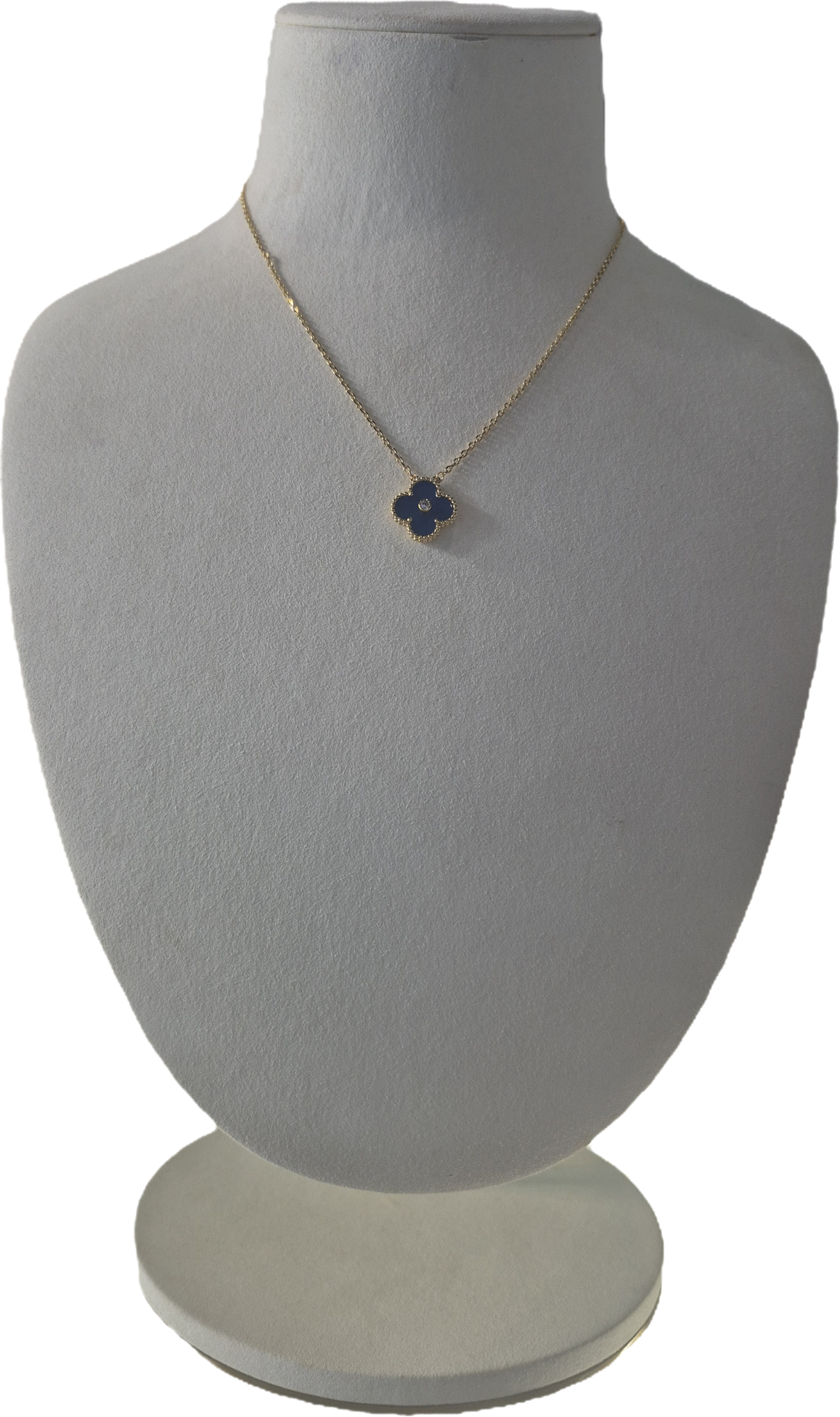 1 Clover Gold With Stone Blue Necklace