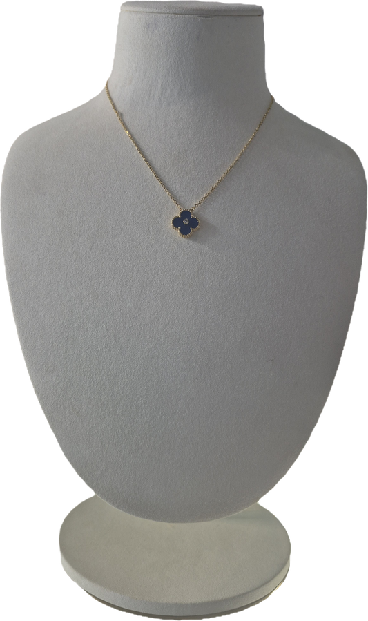 1 Clover Gold With Stone Blue Necklace