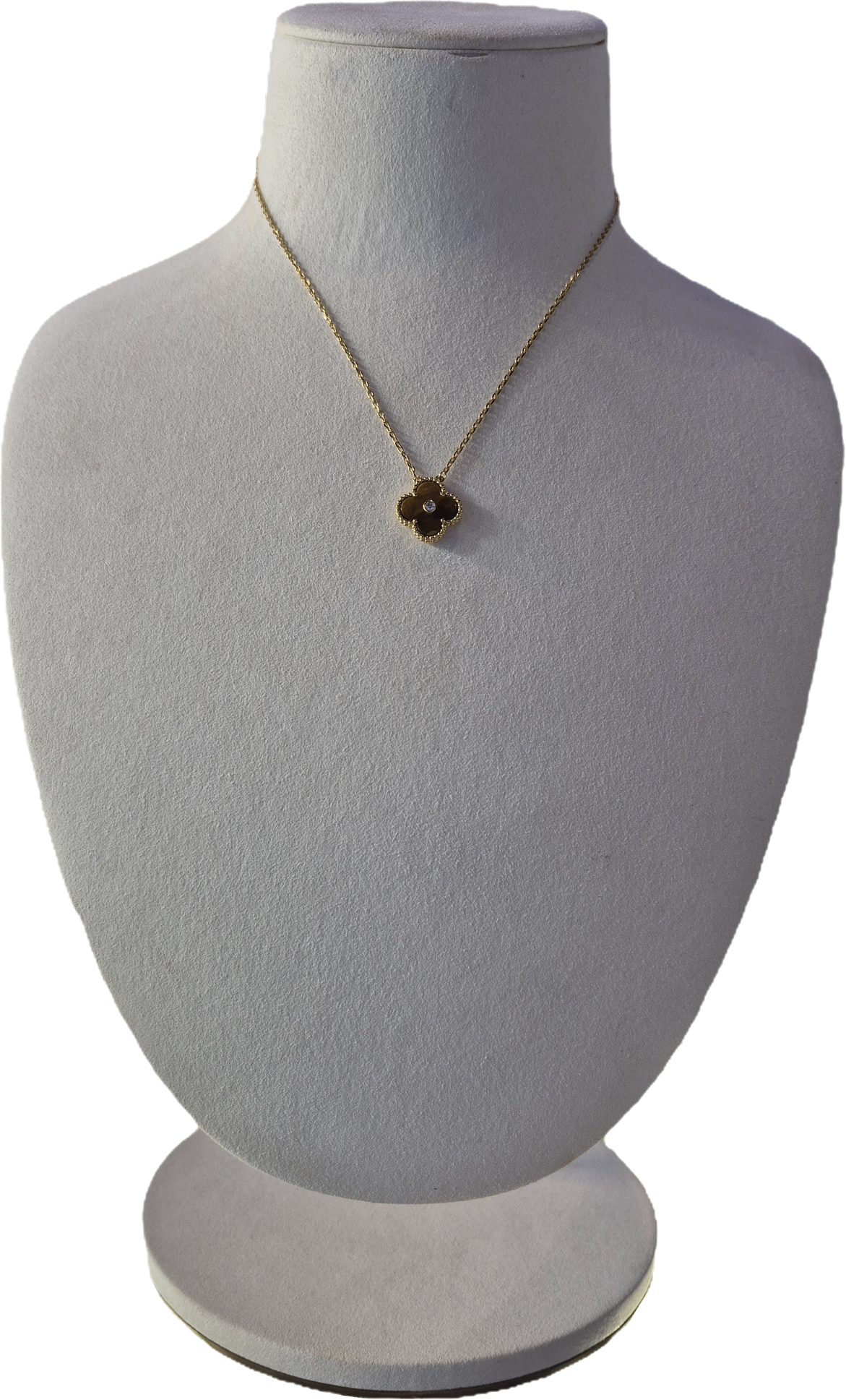 1 Clover Gold With Stone Brown Necklace