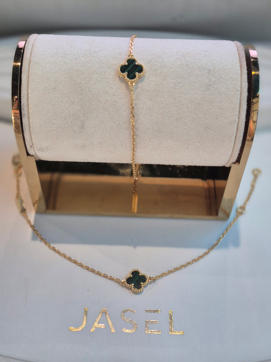 1 Clover Gold Small Green Bracelet