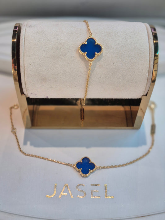 1 Clover Gold Blue Bracelet