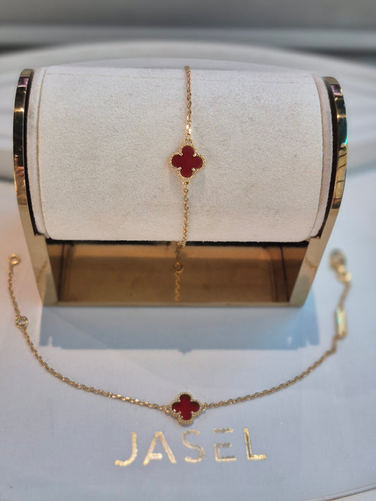 1 Clover Gold Small Red Bracelet