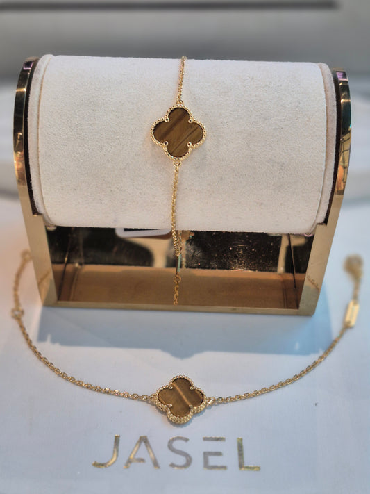 1 Clover Gold Brown Bracelet