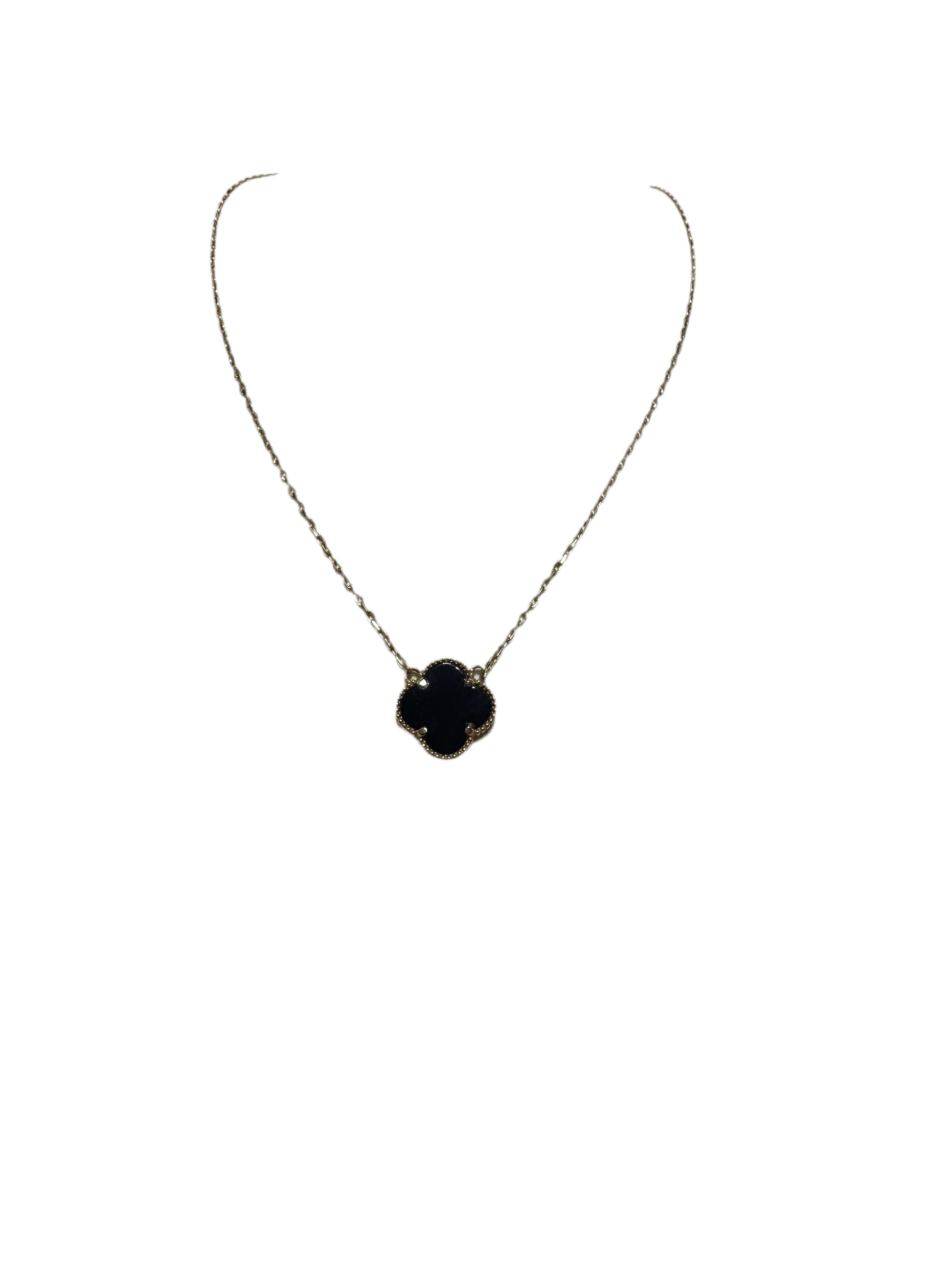 Jasel Jewelry gold plated necklace with black clover pendant
