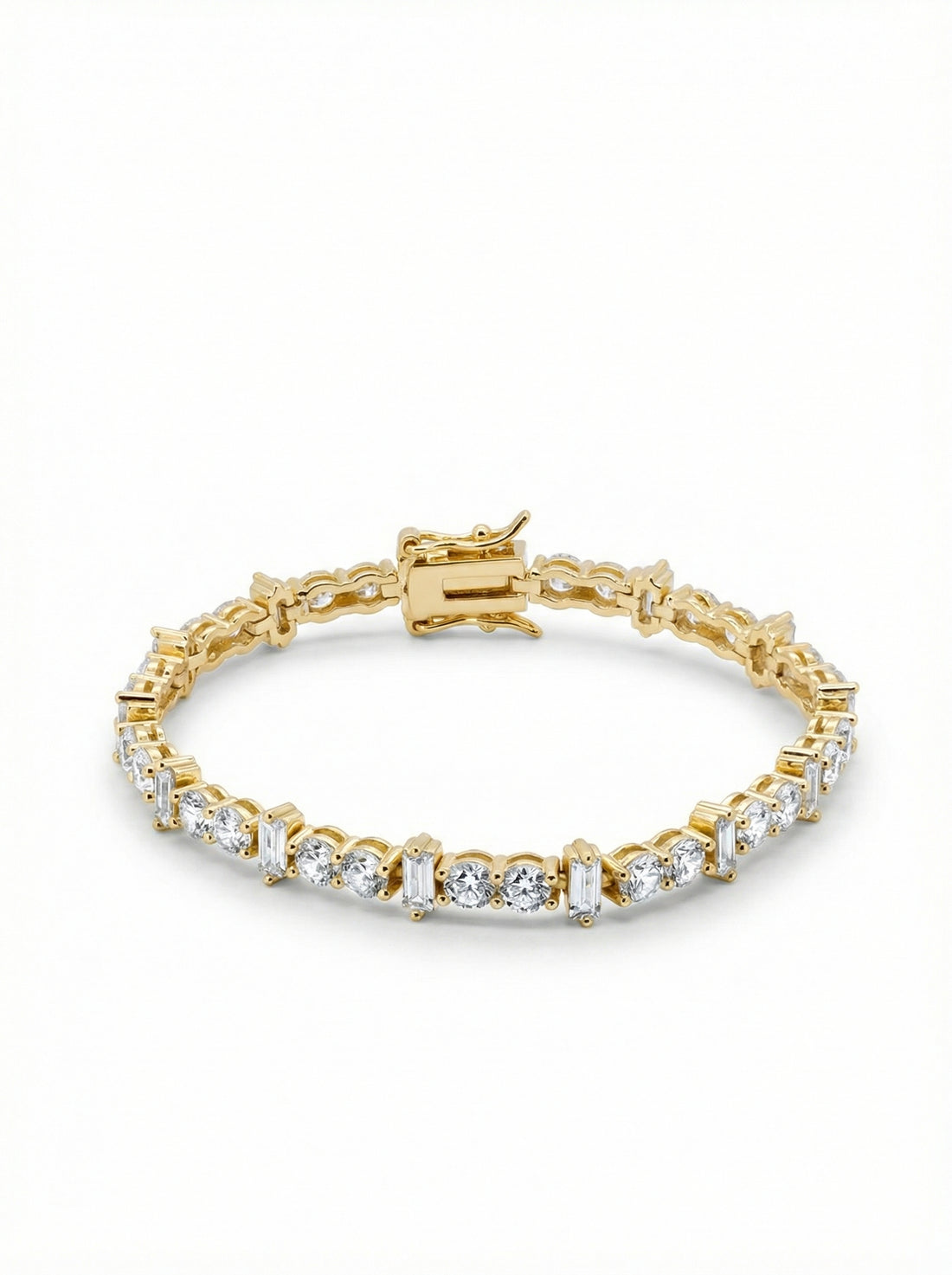 Round & Baguette Cut Tennis Bracelet – 6.5 inch
