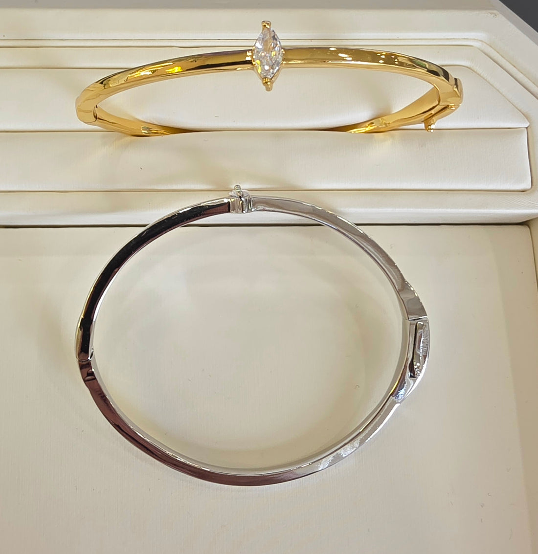 Marquise Cut Crystal Hinged Bangle