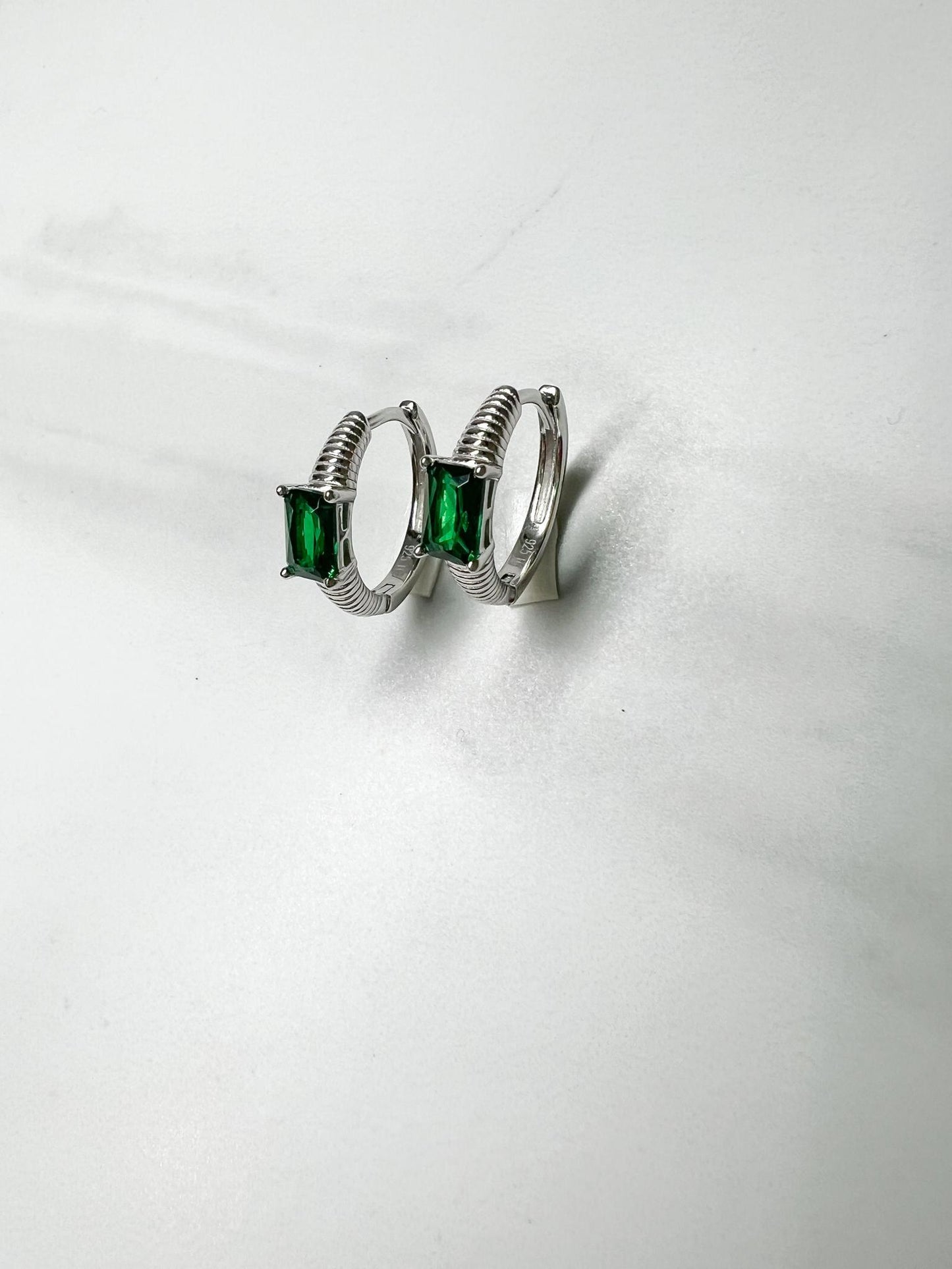 Emerald Silver Earring