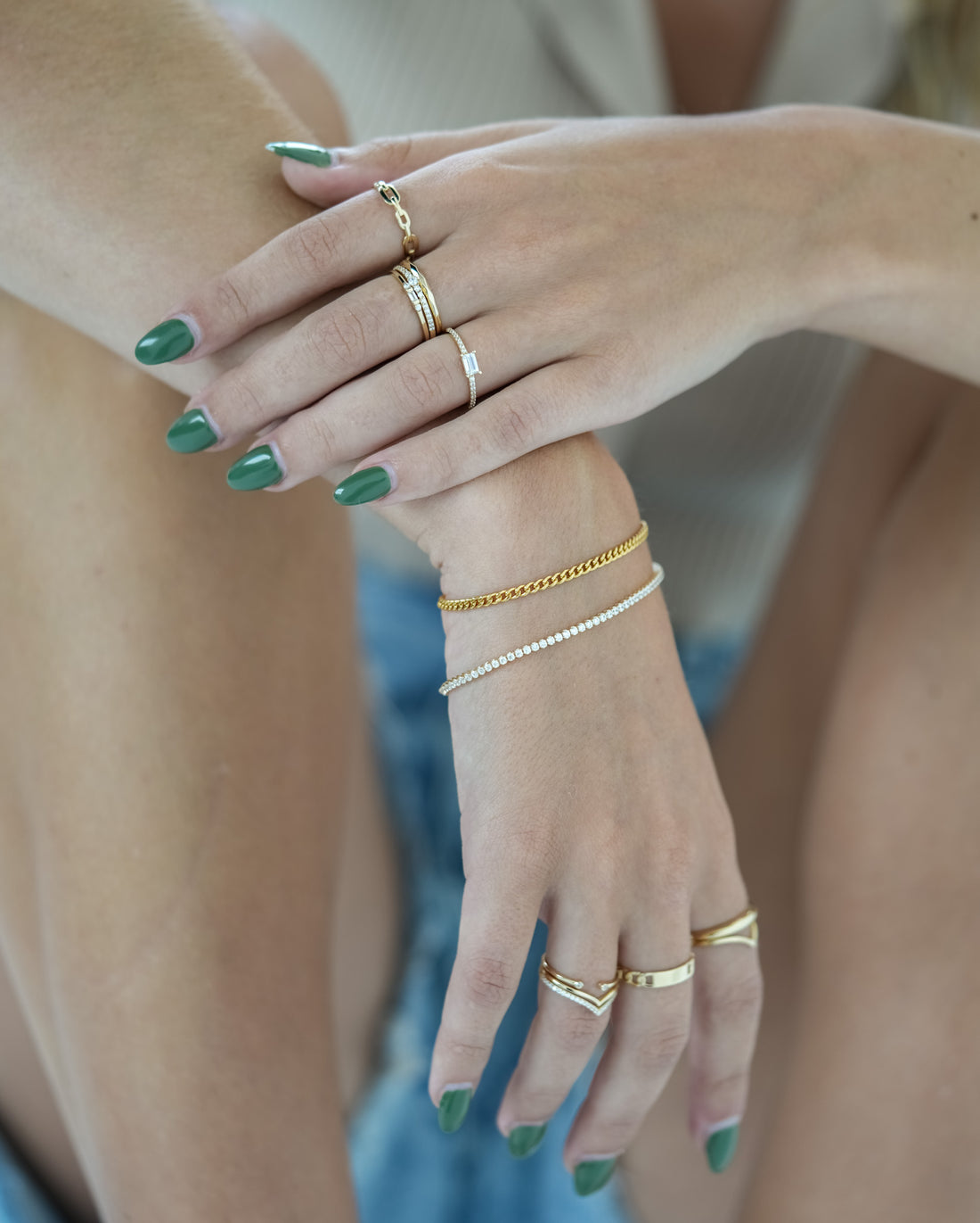 Jasel Jewelry permanent jewelry appointment with gold-filled, sterling silver, and 14k gold chains and charms