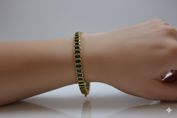 Jasel Jewelry stainless steel gold plated bracelet with stone accents