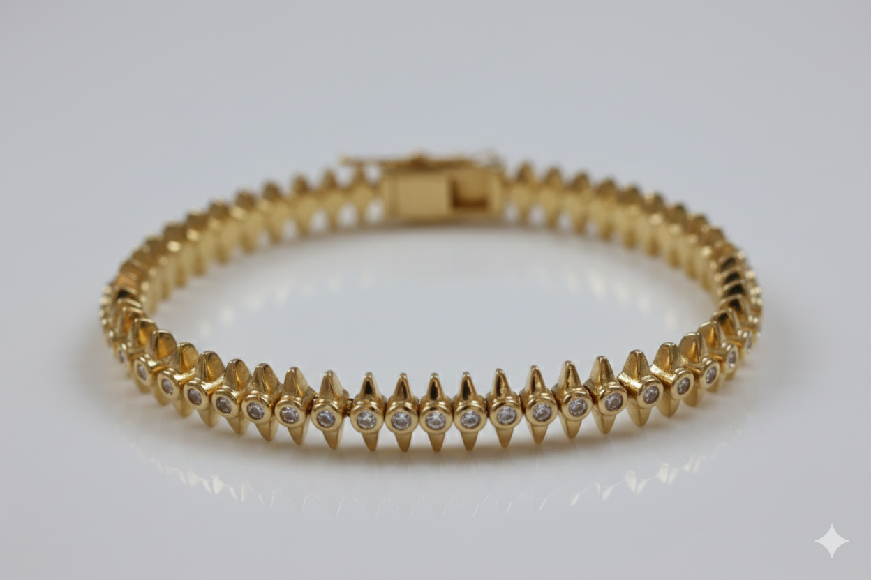 Gold Plated Stainless Steel Fishbone Bracelet