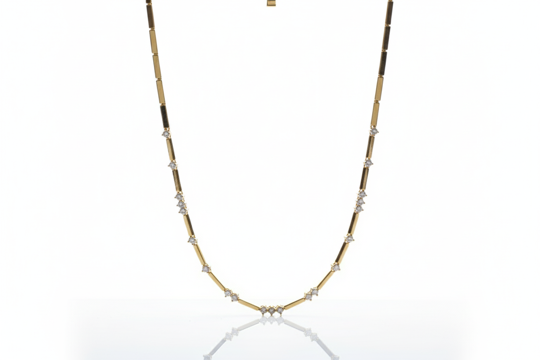 Link Chain Triple Stone Necklace