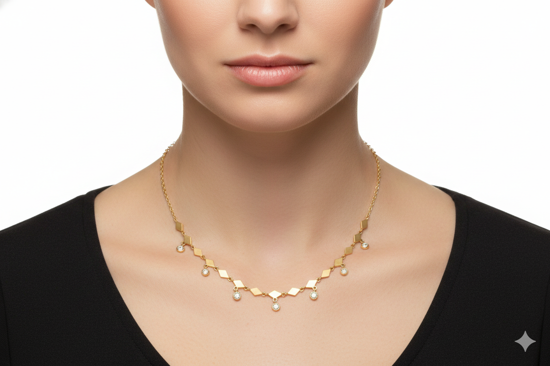 Triangle Circle Stone Necklace