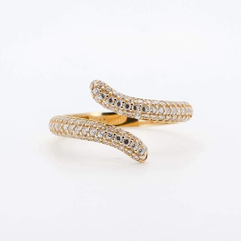 Elegant Gold Open-Cuff Ring with Crystals