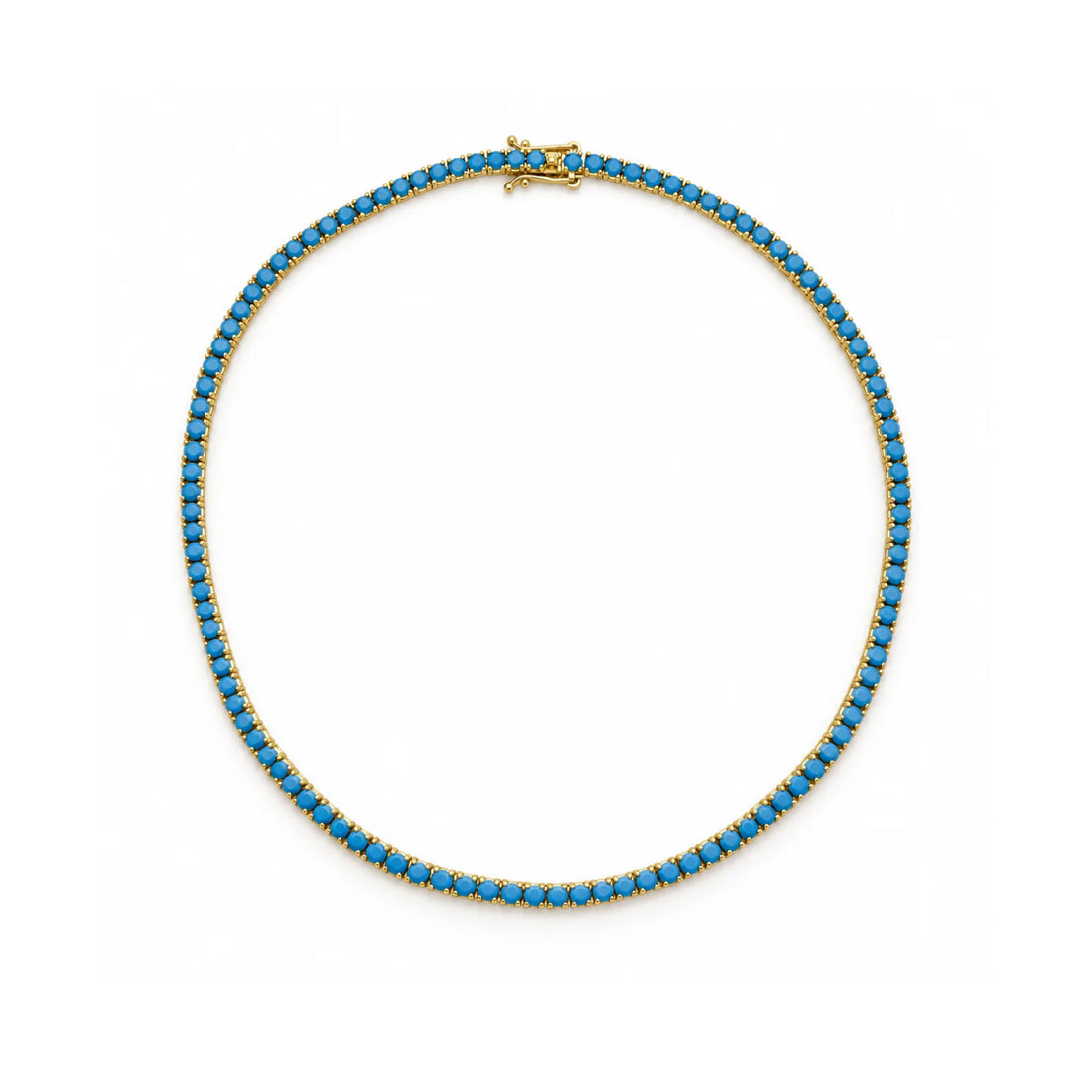 Turquoise Round Solitaire Tennis Necklace