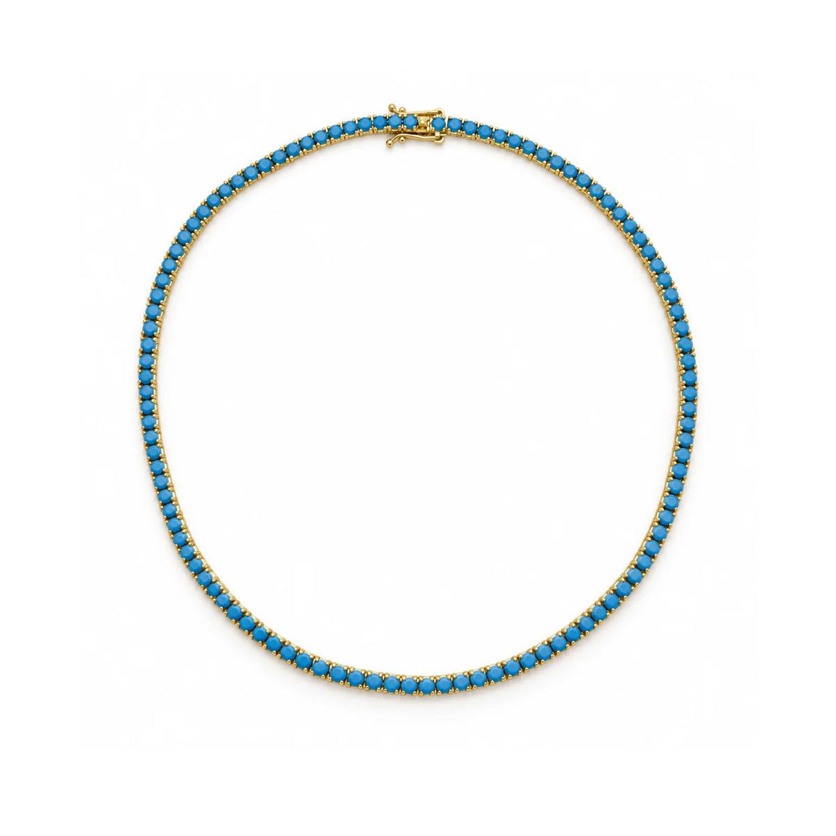 Turquoise Round Solitaire Tennis Necklace