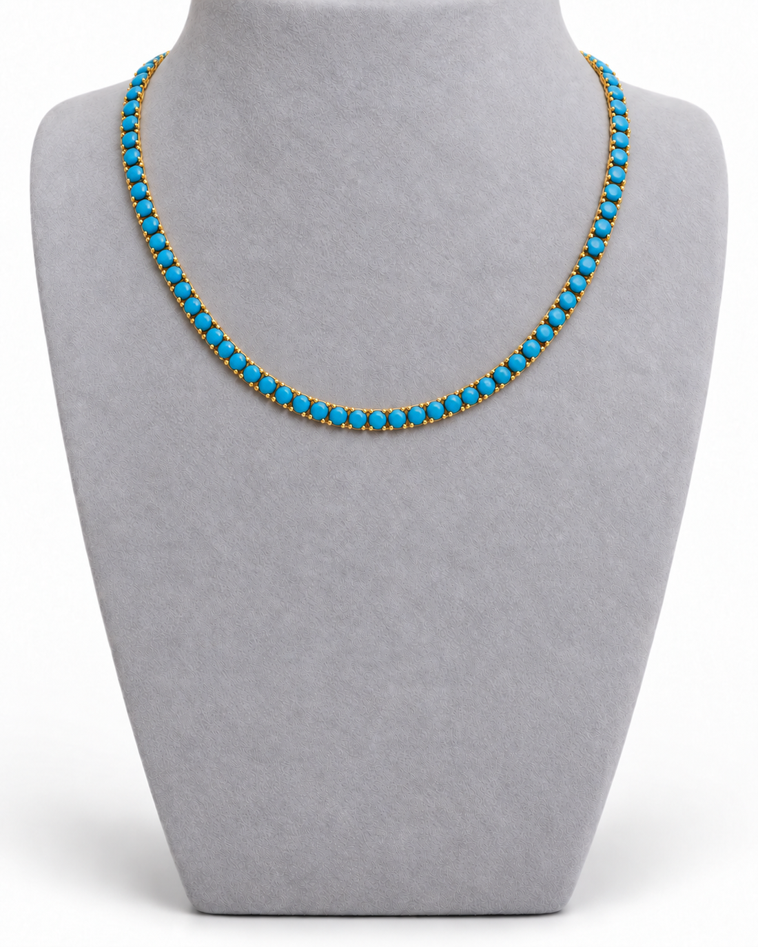Turquoise Round Solitaire Tennis Necklace