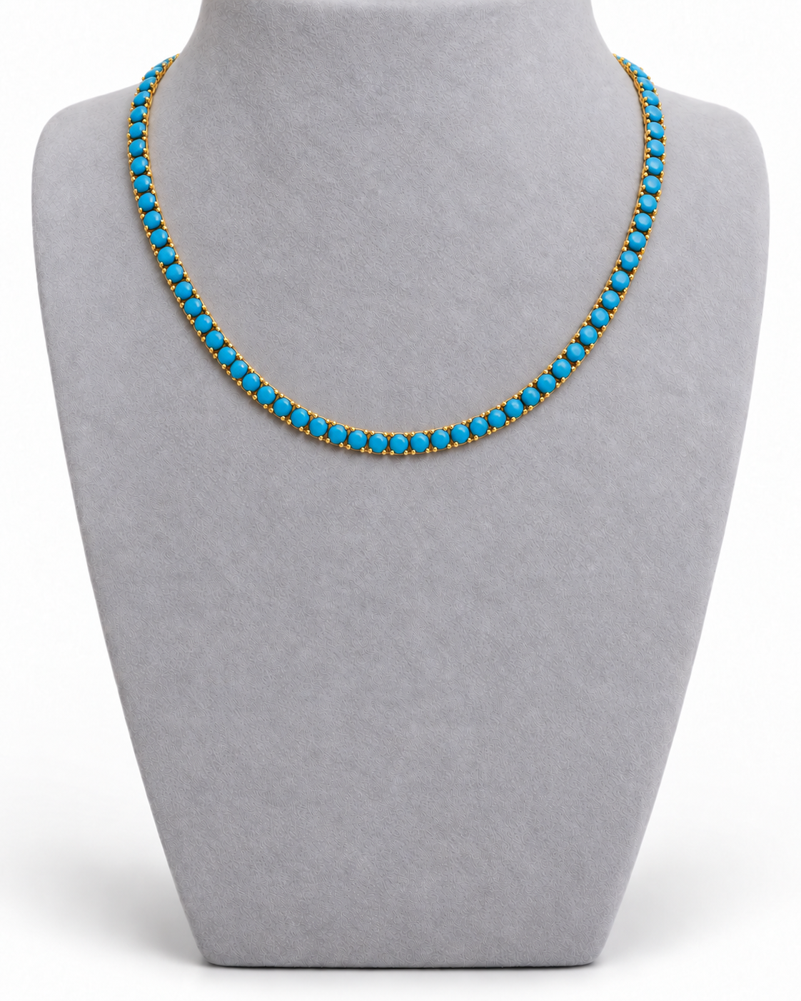 Turquoise Round Solitaire Tennis Necklace2